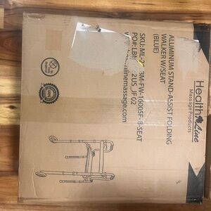 Aluminum Stand-Assist Folding Walker with Seat - Blue